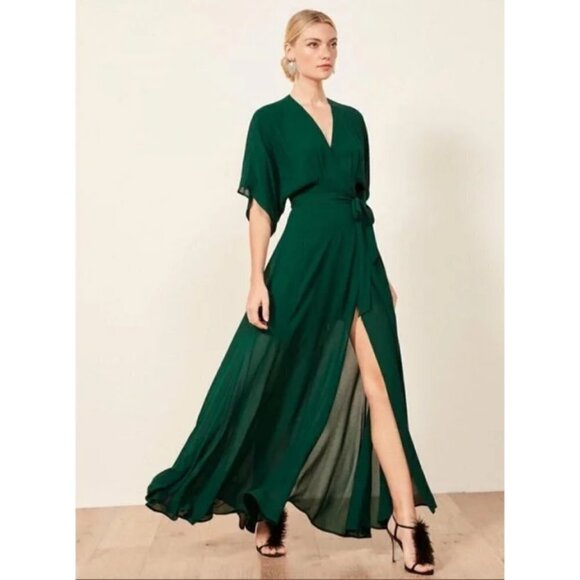 💕REFORMATION💕 Winslow Dress ~ Emerald Green XS NWT - Picture 2 of 16
